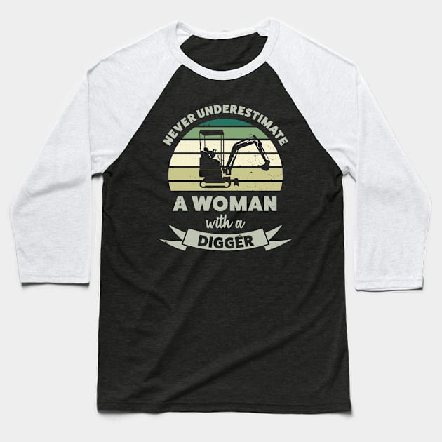 Women with a Digger Funny Gifts Wife Baseball T-Shirt by qwertydesigns